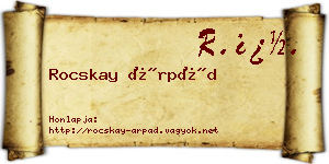 Rocskay Árpád névjegykártya
