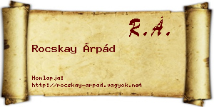 Rocskay Árpád névjegykártya